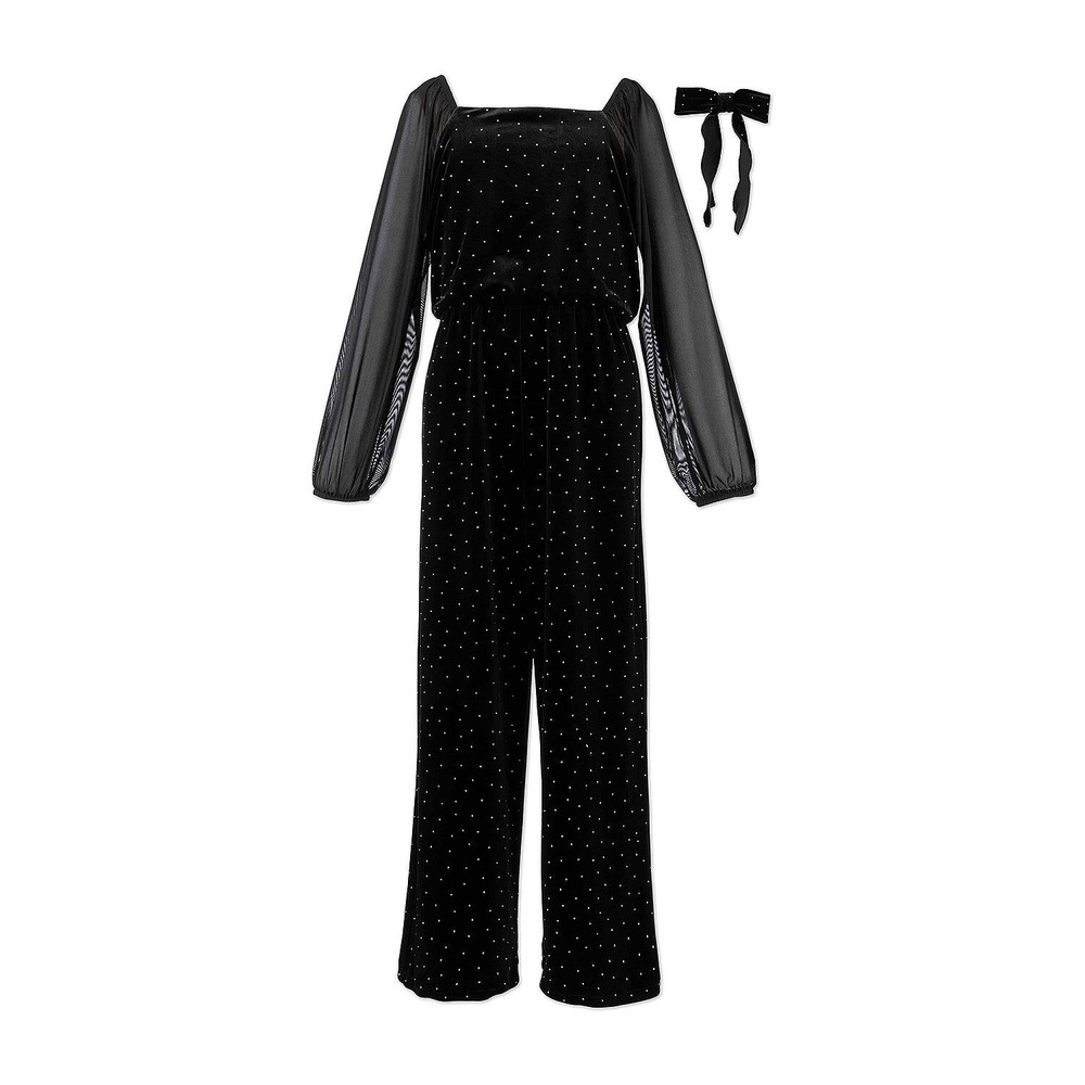 MSRP $74 Speechless Big Kid Girls 10 Black Square Neck Long Sleeve Jumpsuit